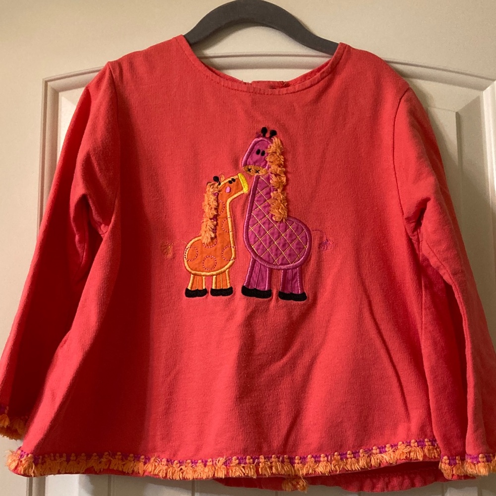 Kids Giraffe Embroidered Top